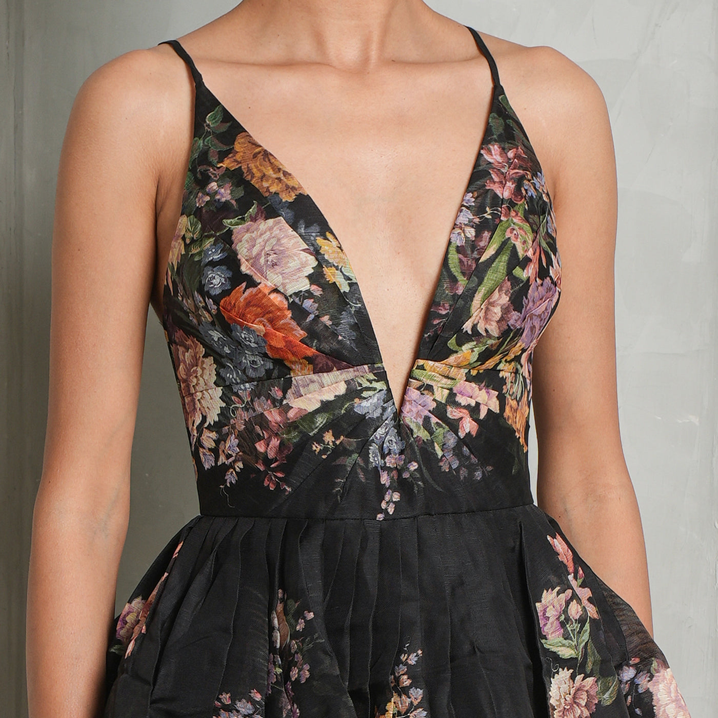 ZIMMERMAN Pavilion V Neck Mini Dress Floral