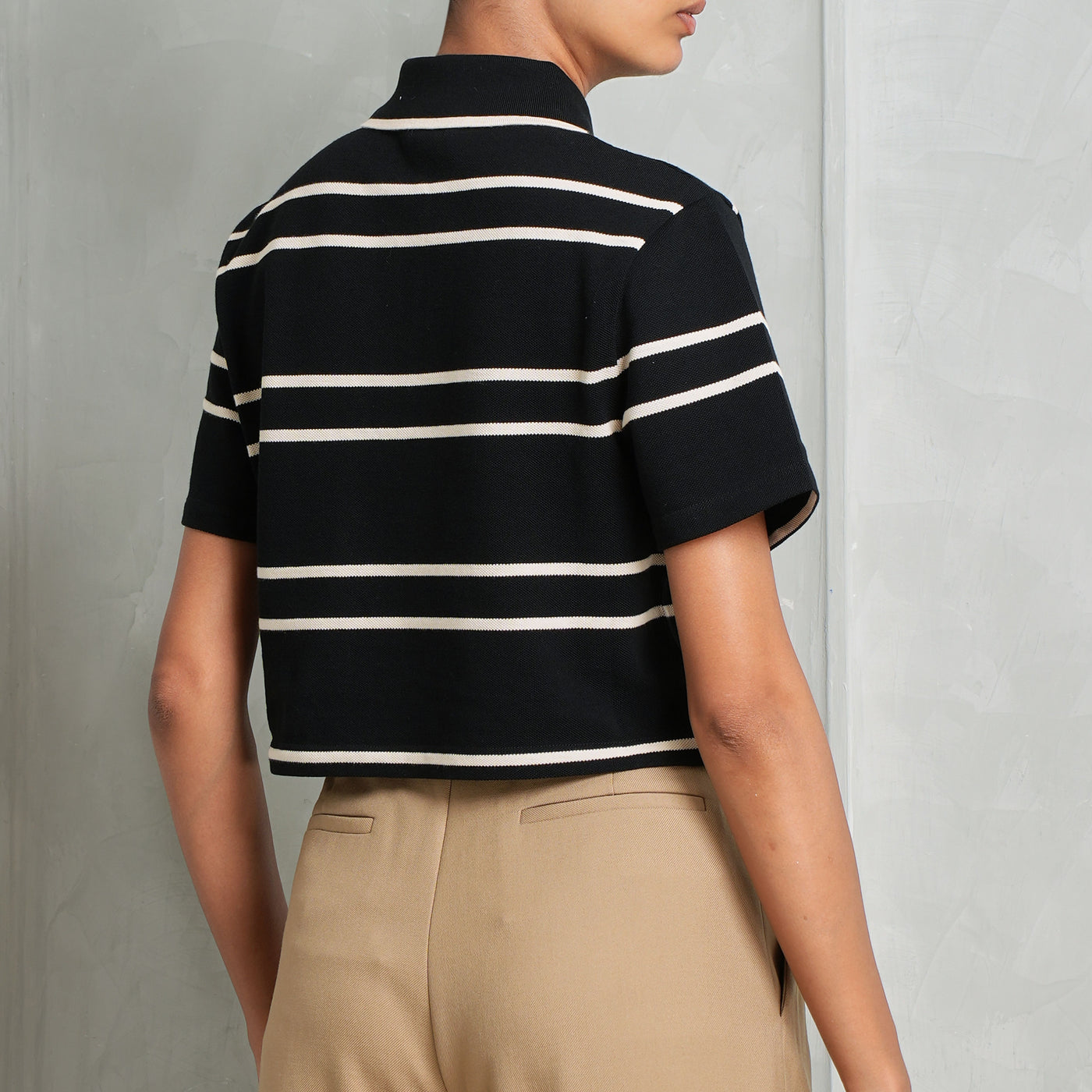 SAINT LAURENT black and white striped polo shirt