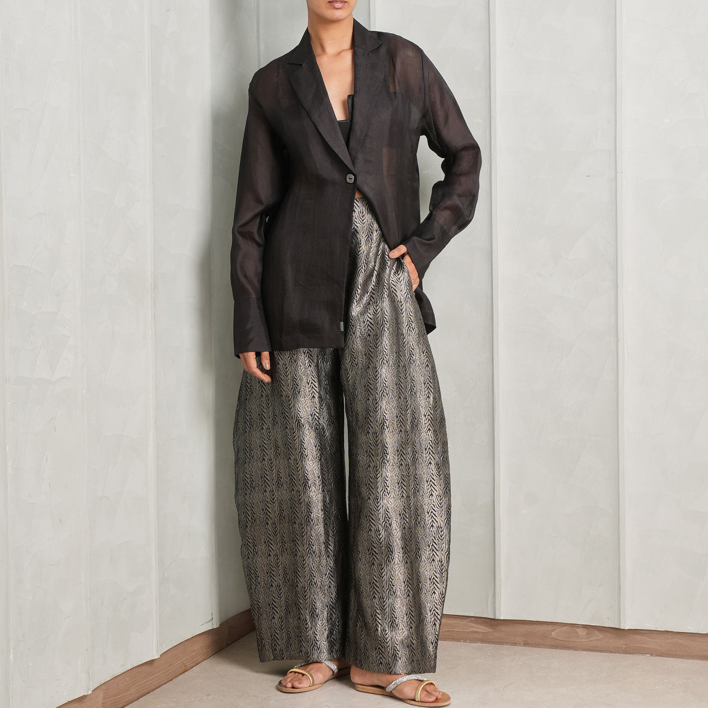 Blazer & Tiger Print Pant Set