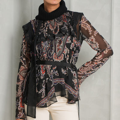 Paisley Print Wool Knit Pullover