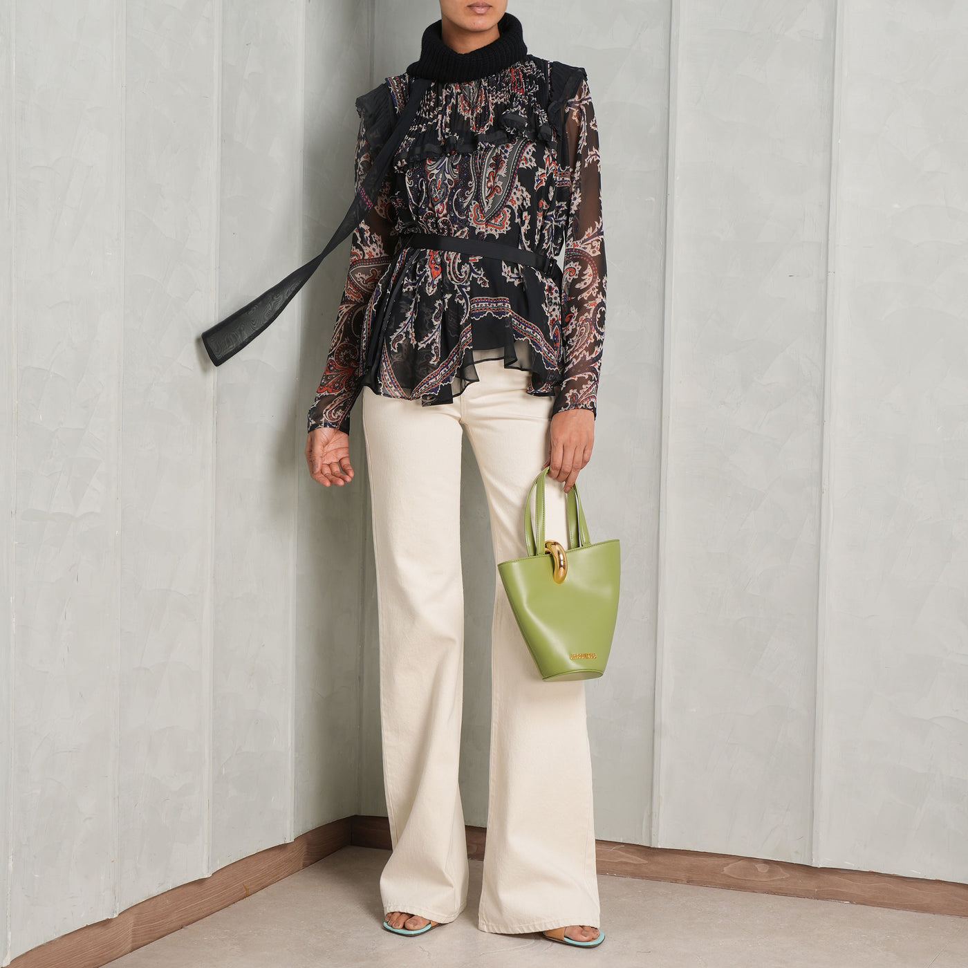 Paisley Print Wool Knit Pullover