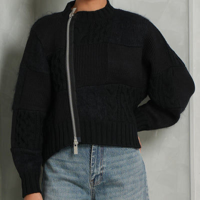 Sacai Black Patchwork Knit Blouson