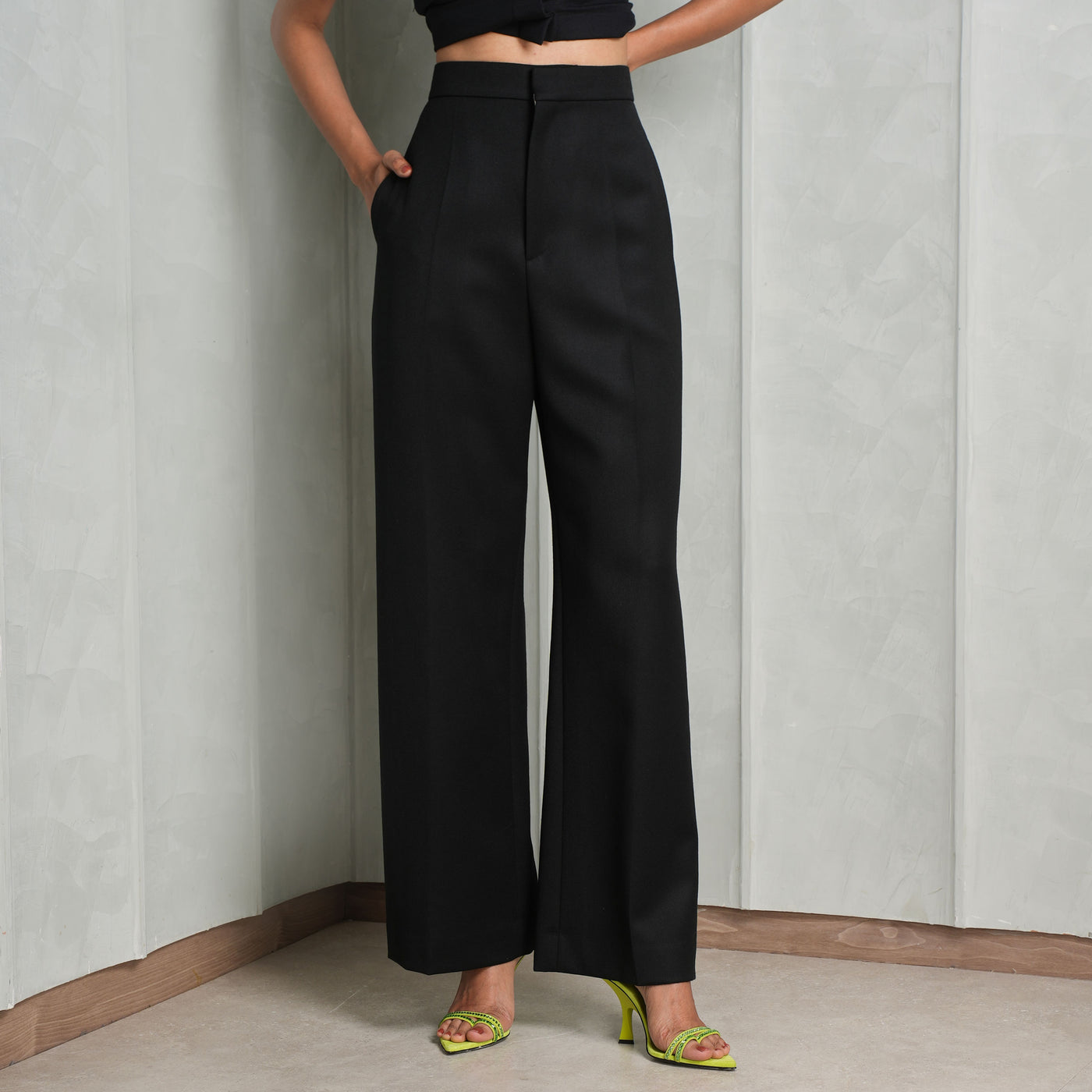 LOEWE black High Waisted trousers with wide leg