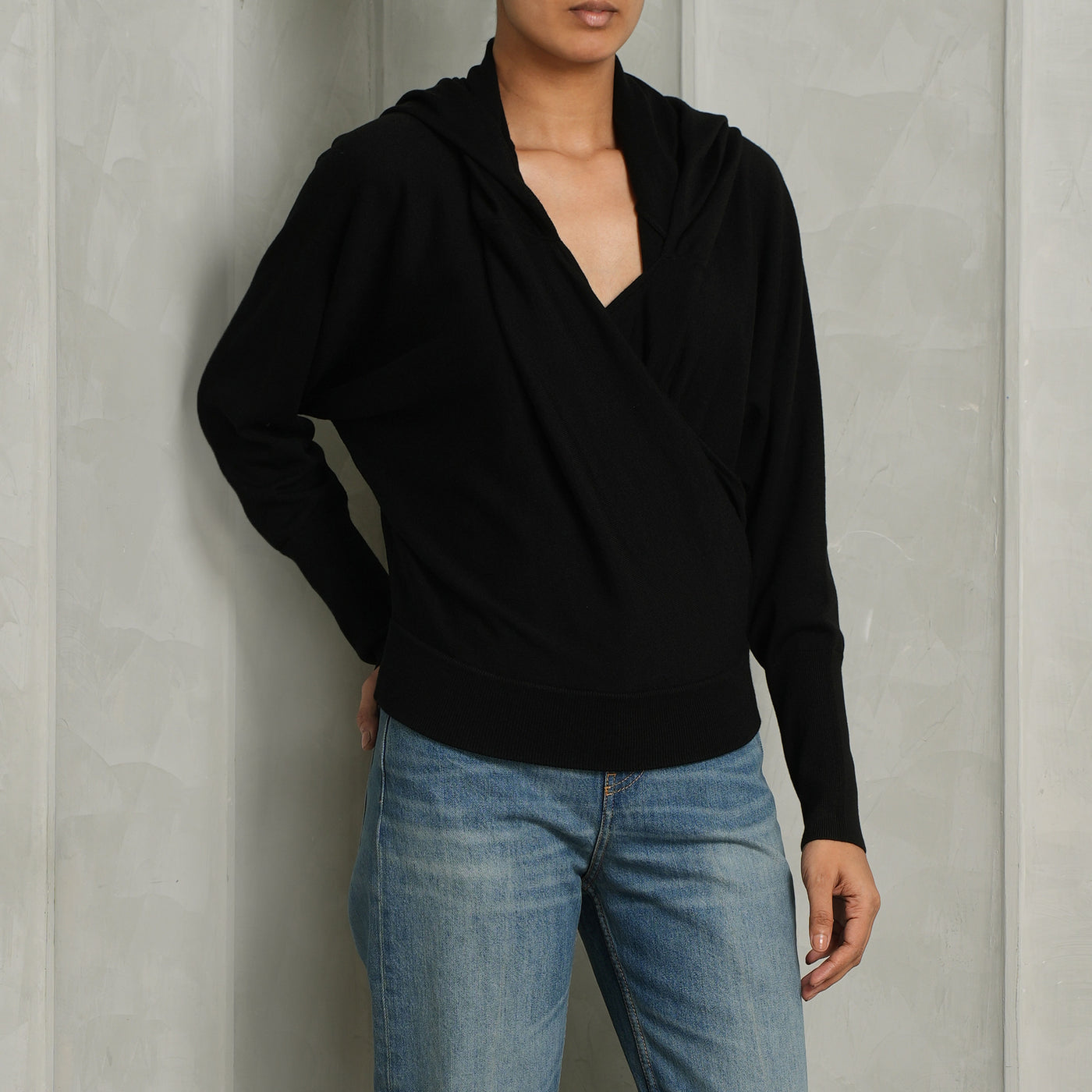 Simkhai Riley Black Wrap Hoodie