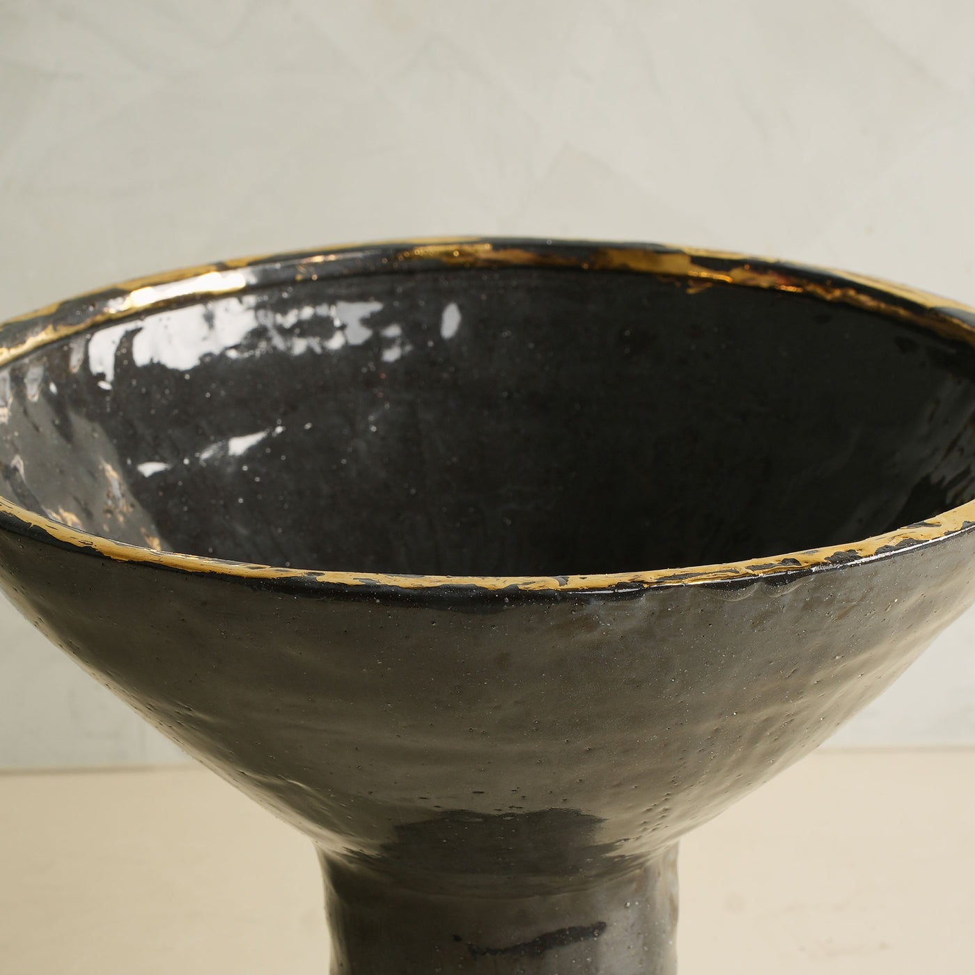 Glazed Gold Lip Fruit Vase