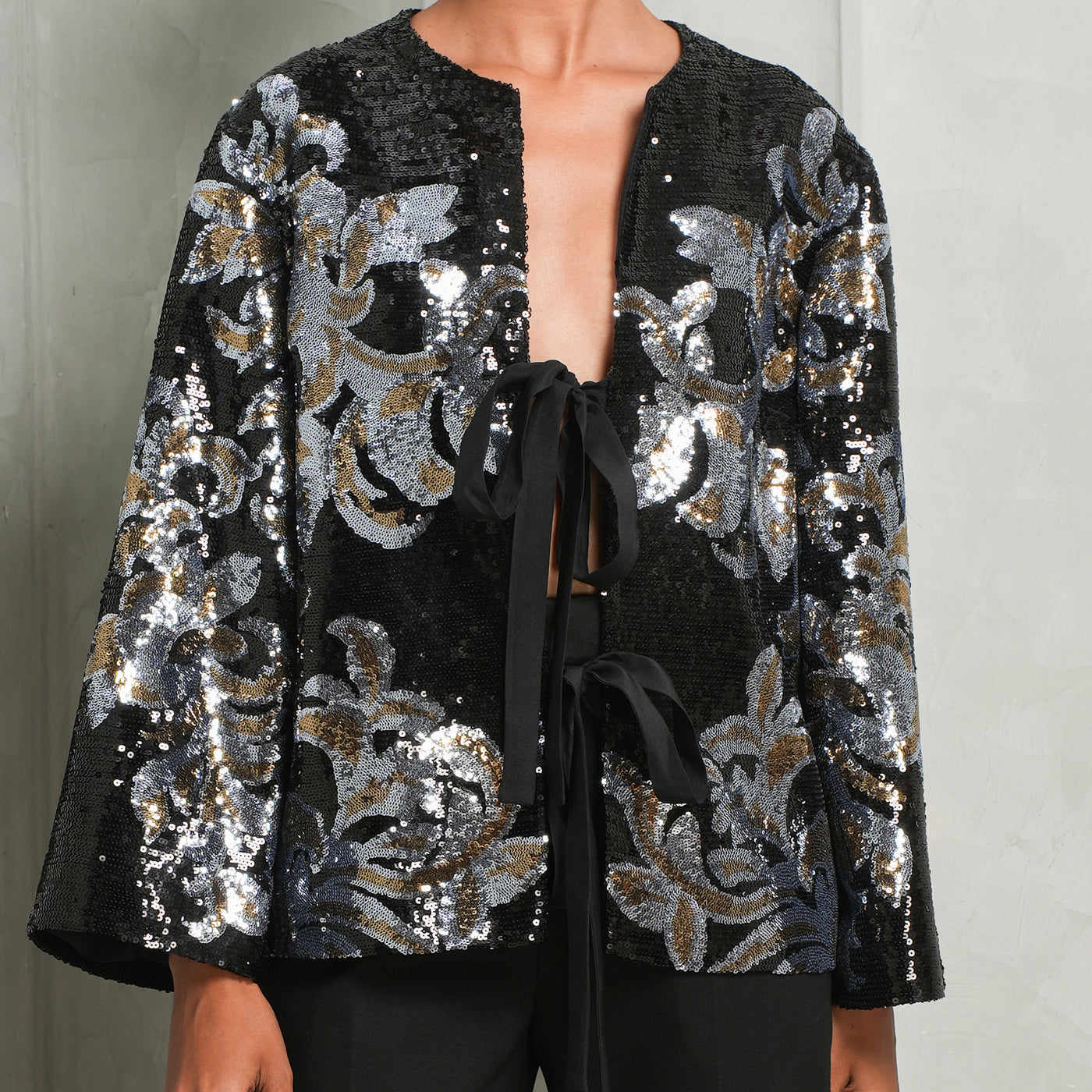 Elie Saab Sequins Embroidered Black Jacket 