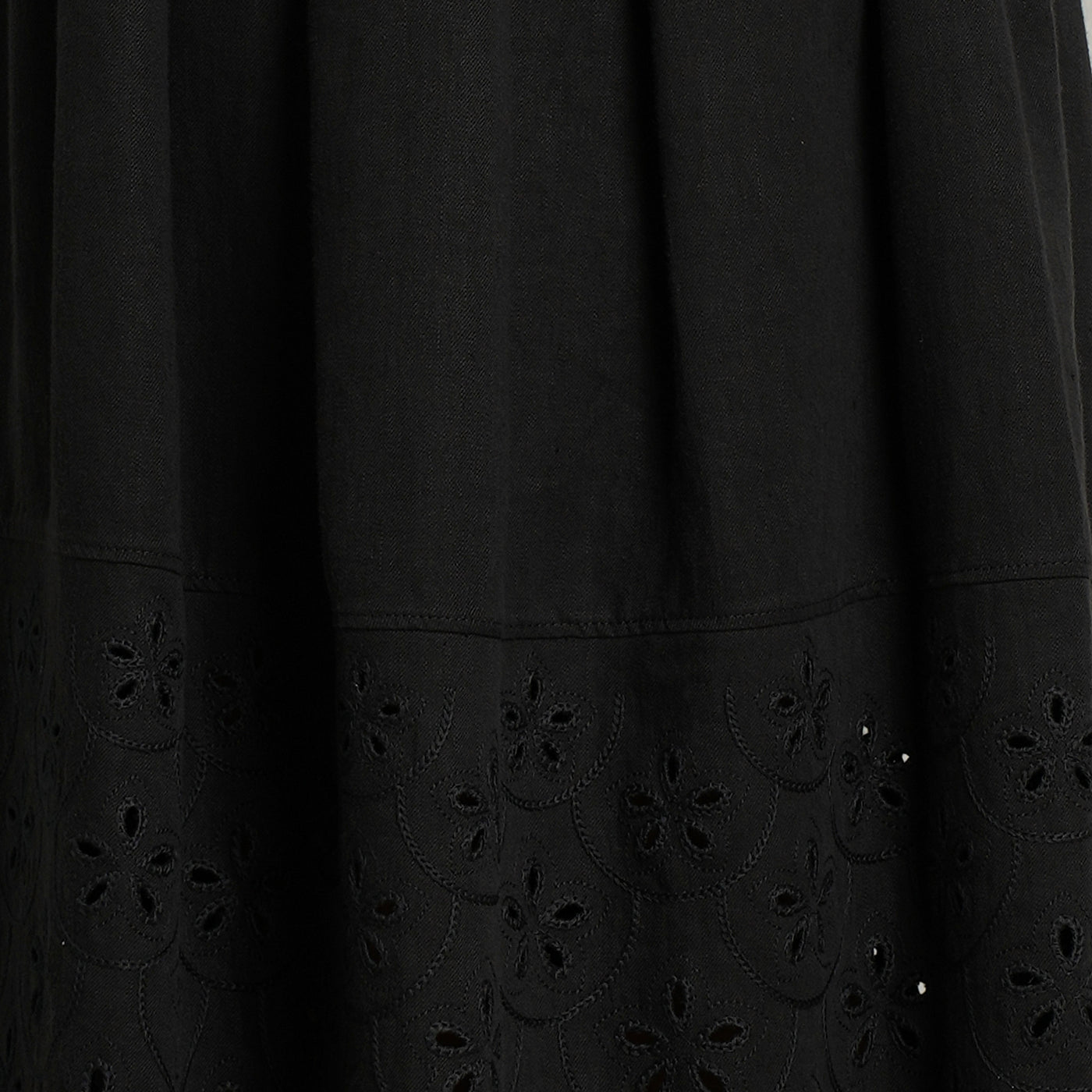 CHLOÉ Black Cutwork Maxi floral Skirt linen skirt