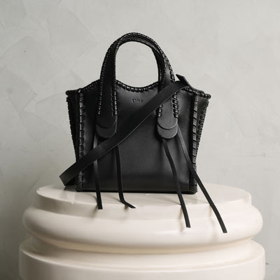 CHLOÉ mony black leather small tote bag