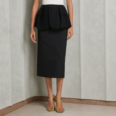 Sacai Black Wool Suiting Melton Skirt