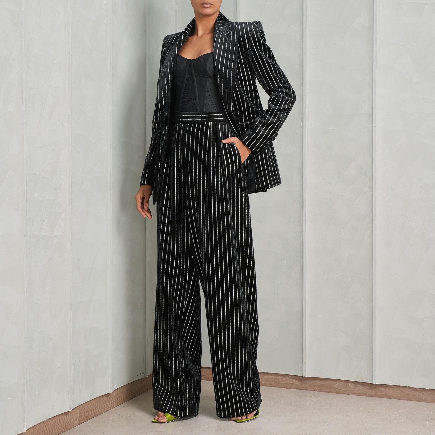 Alex Perry Crystal Velvet Tailored Trouser