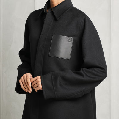 LOEWE black wool trapeze coat