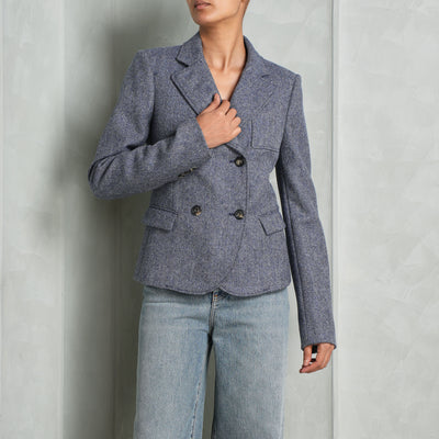 LOEWE tailored twill jacket blue melange melange woollen blend fabric