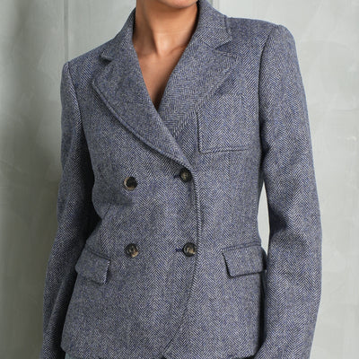 LOEWE tailored twill jacket blue melange formals collared 