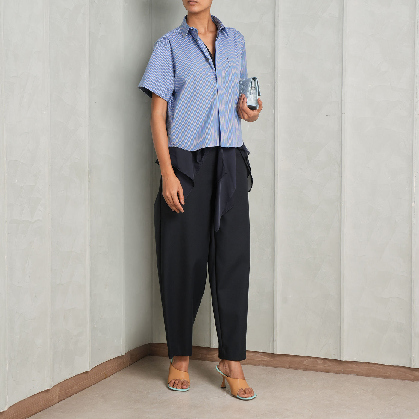 Striped Poplin Satin Shirt