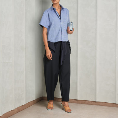 Striped Poplin Satin Shirt