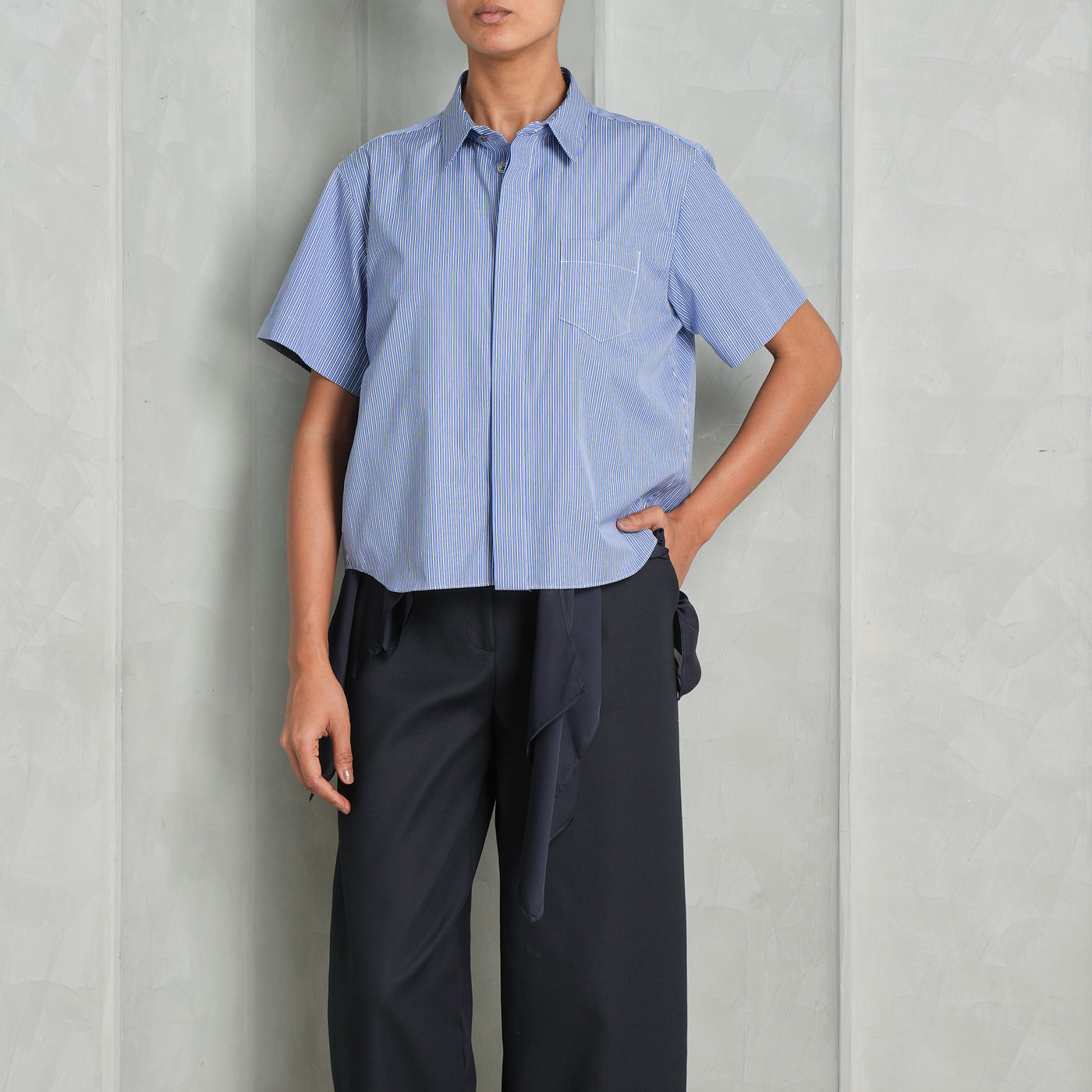 Striped Poplin Satin Shirt