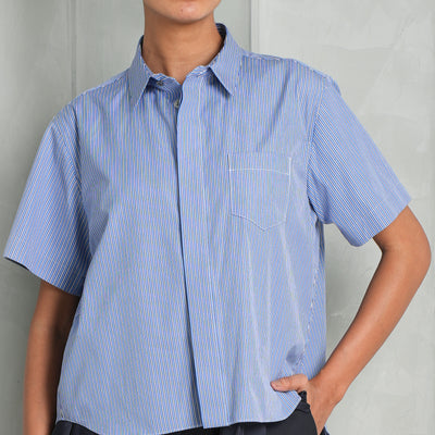 Striped Poplin Satin Shirt