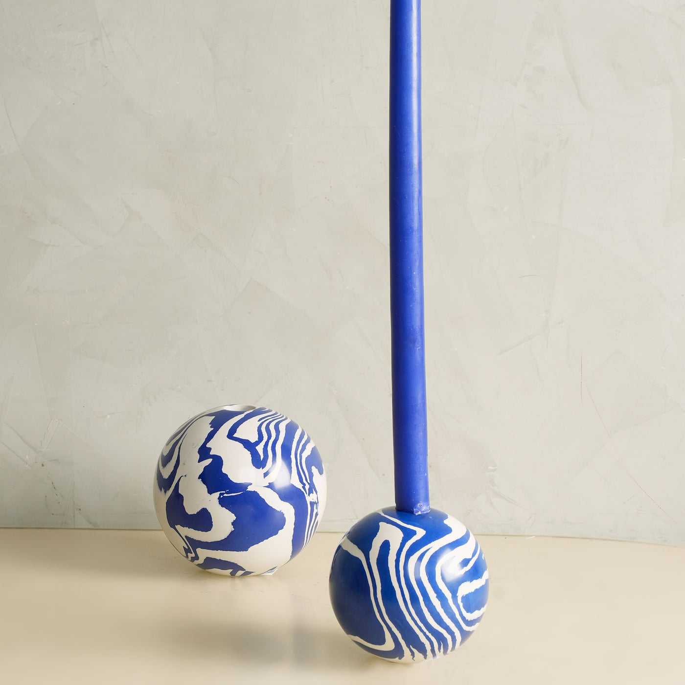Blue & White Single Ball Candle Stand
