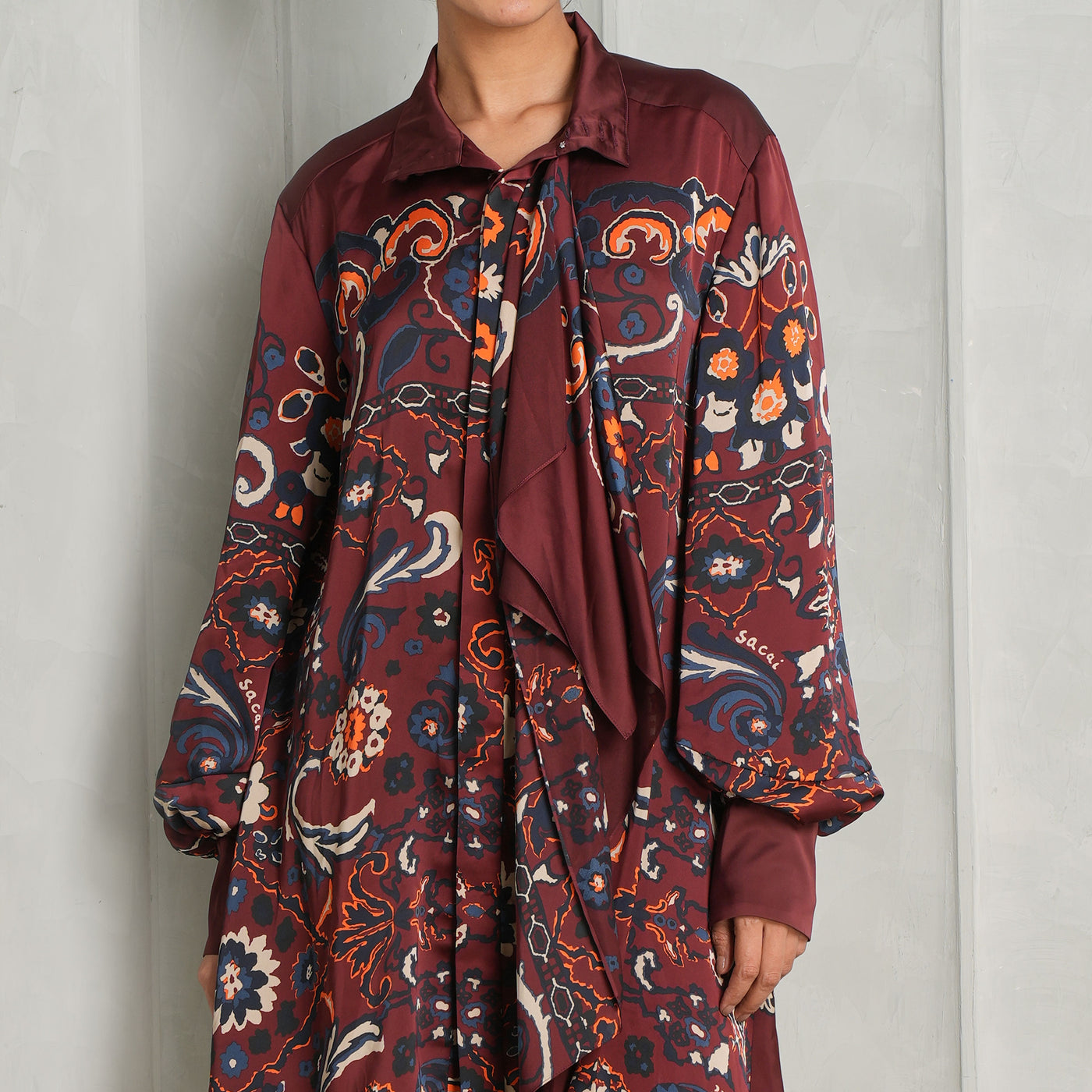 Pleated Satin Maxi Dress