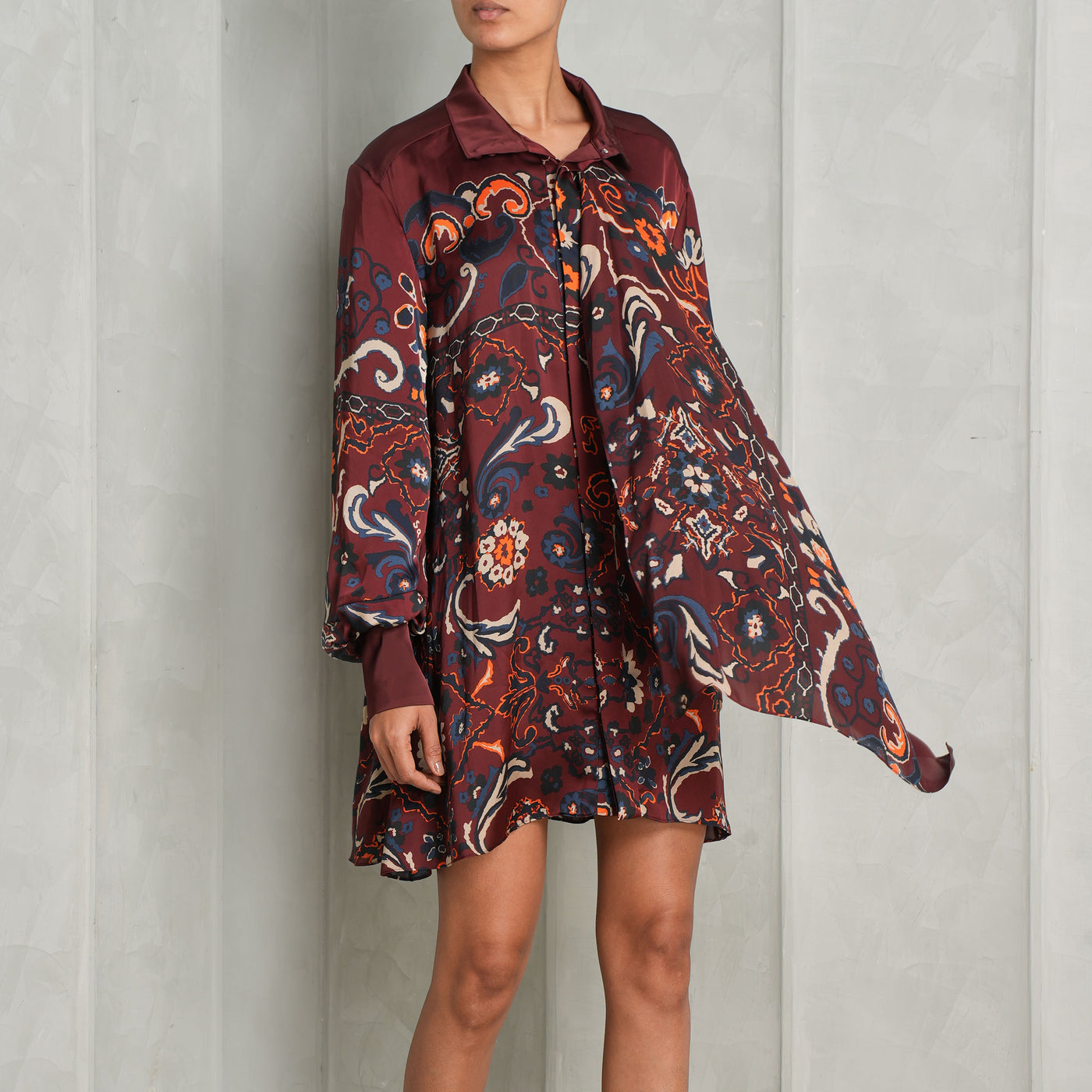 Pleated Satin Maxi Dress