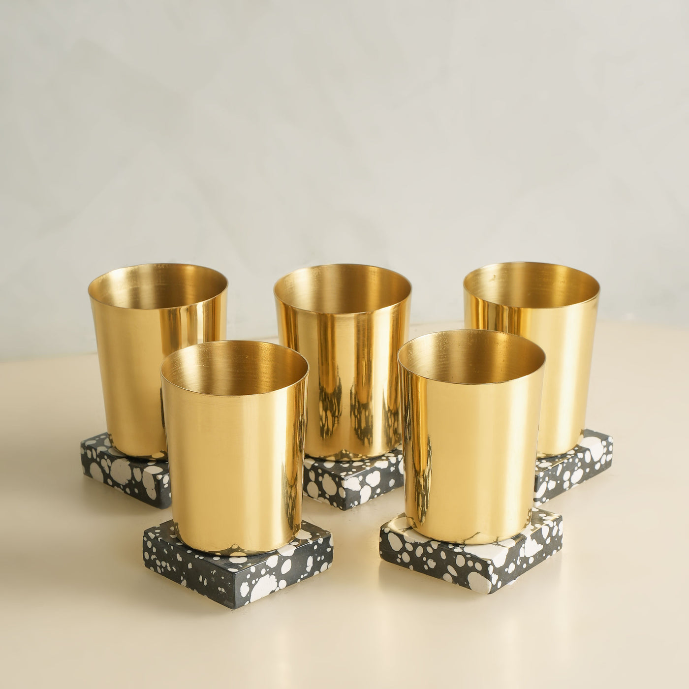 Cube Resin Base Brass Tumbler