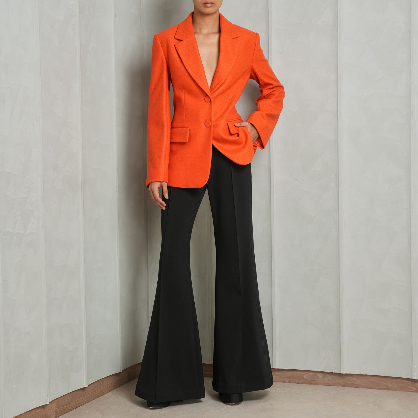 CHLOE two button tailored jacket orange full sleeves 