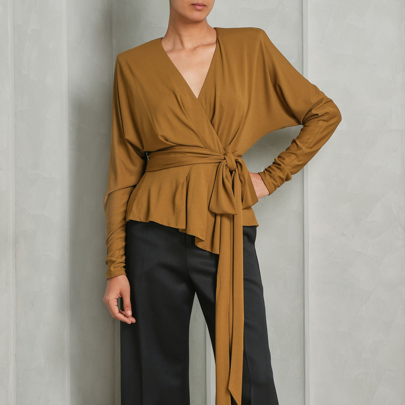 ALEXANDRE VAUTHIER brown draped tie up top