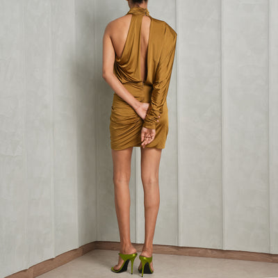 ALEXANDRE VAUTHIER brown draped asymmetric mini dress