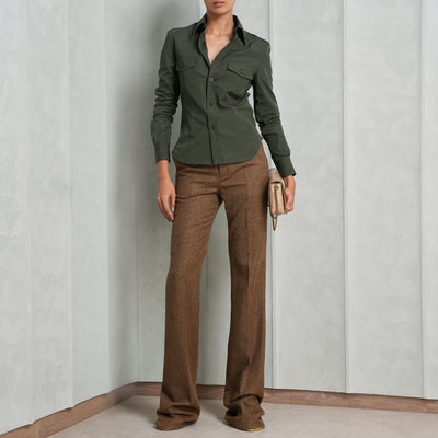 SAINT LAURENT high waisted brown wool trousers