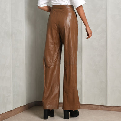 LOULOU STUDIO brown wide leg leather pants