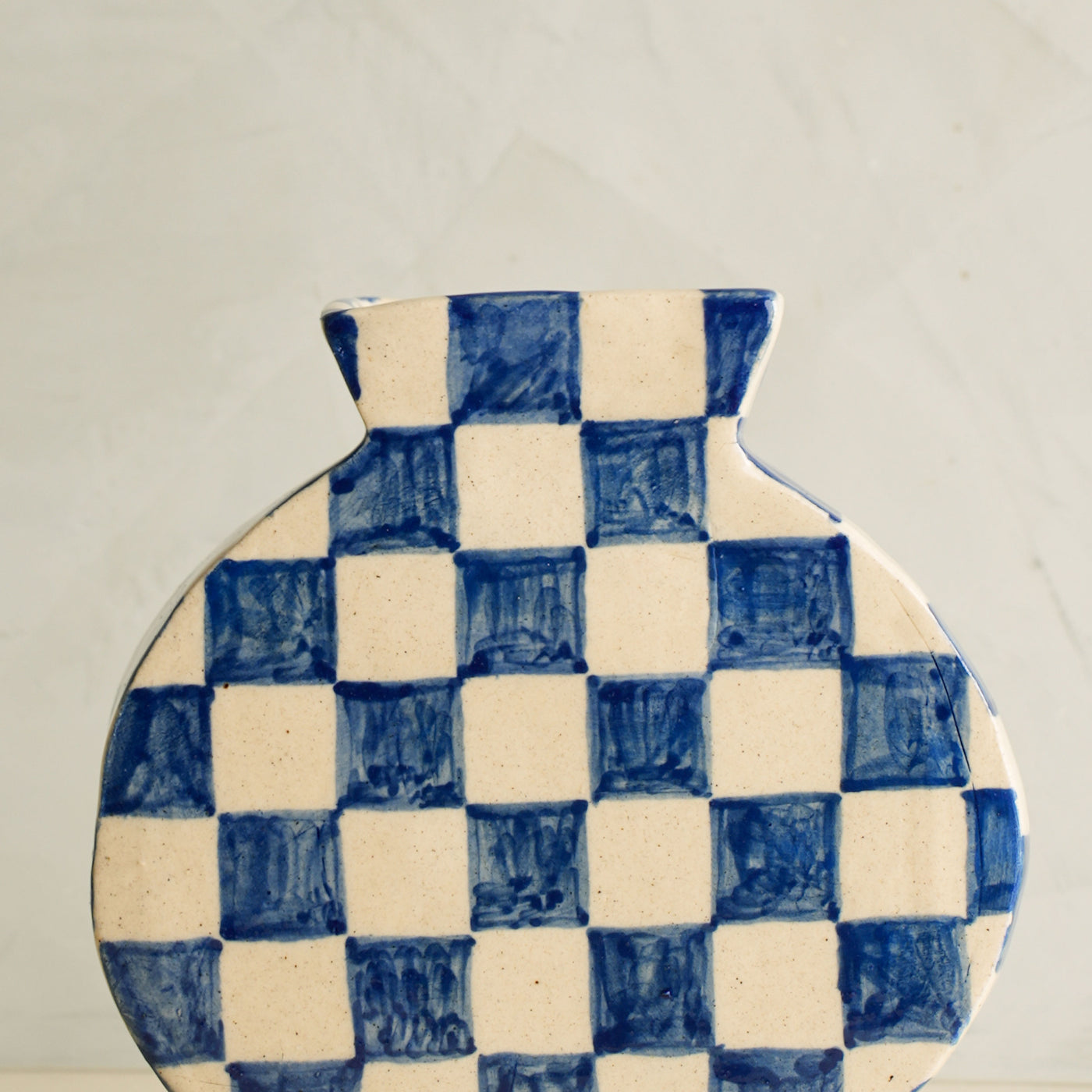 Hand Drawn Blue Check Vase