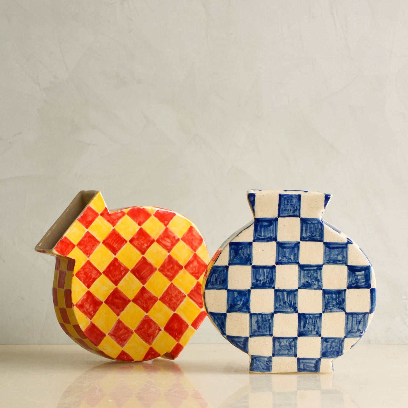 Hand Drawn Blue Check Vase