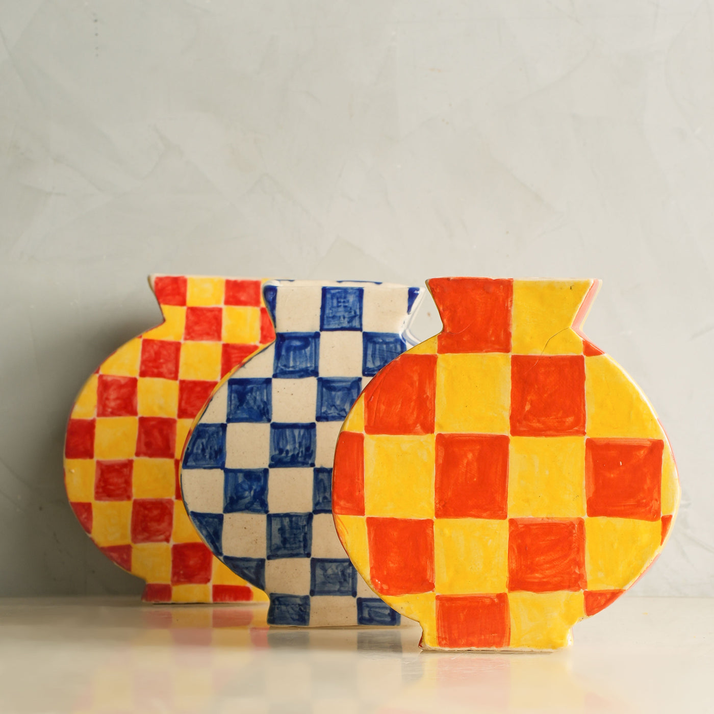 Hand Drawn Yellow Check Vase