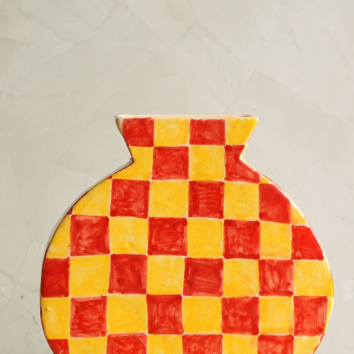 Hand Drawn Yellow Small Check Vase