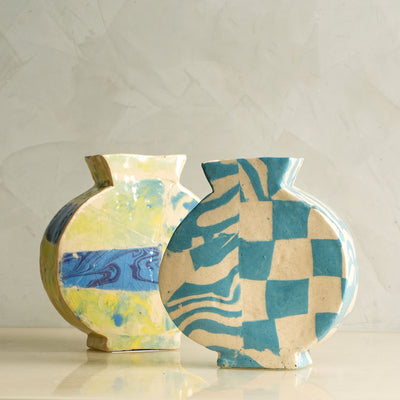 Marbled Blue & Green Bud Vase