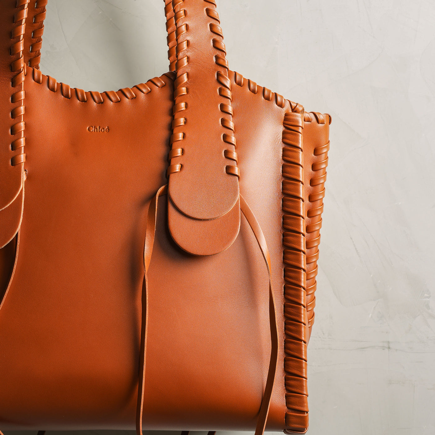 CHLOÉ  mony medium brown leather tote bag shoulder bag