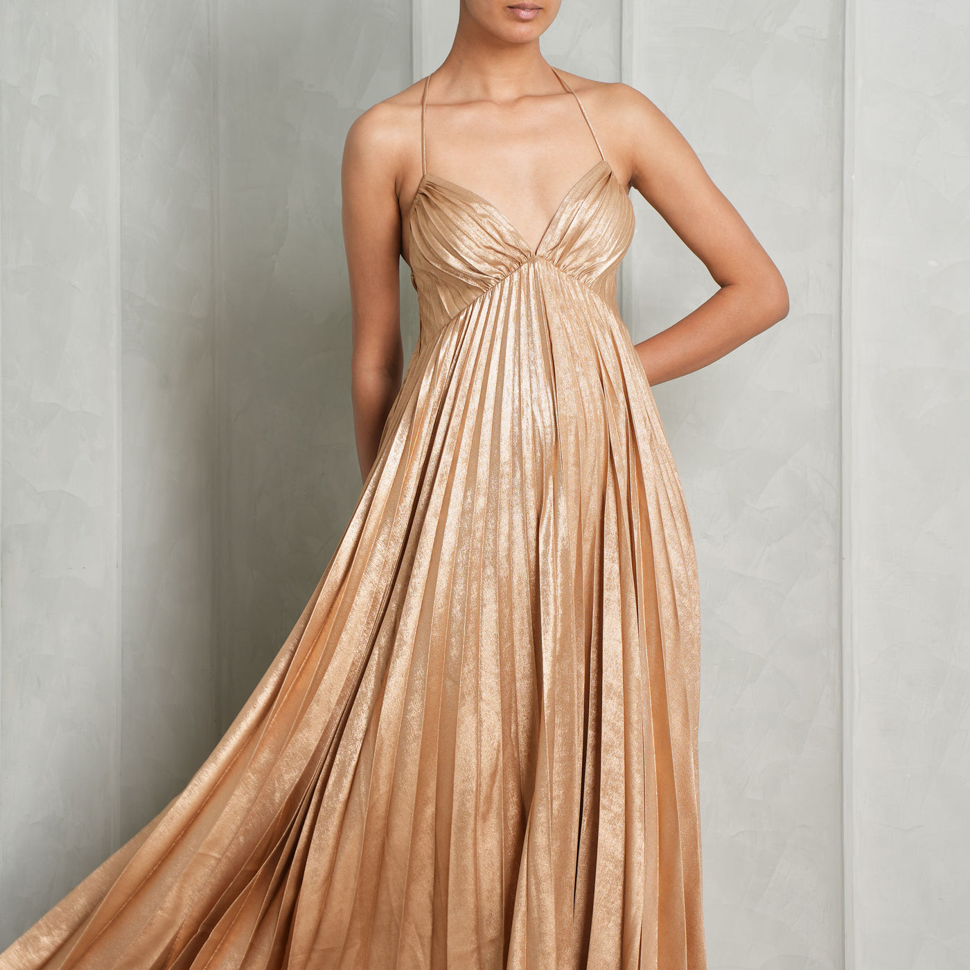 ACLER Rothbury Midi Dress caramel metallic strapped