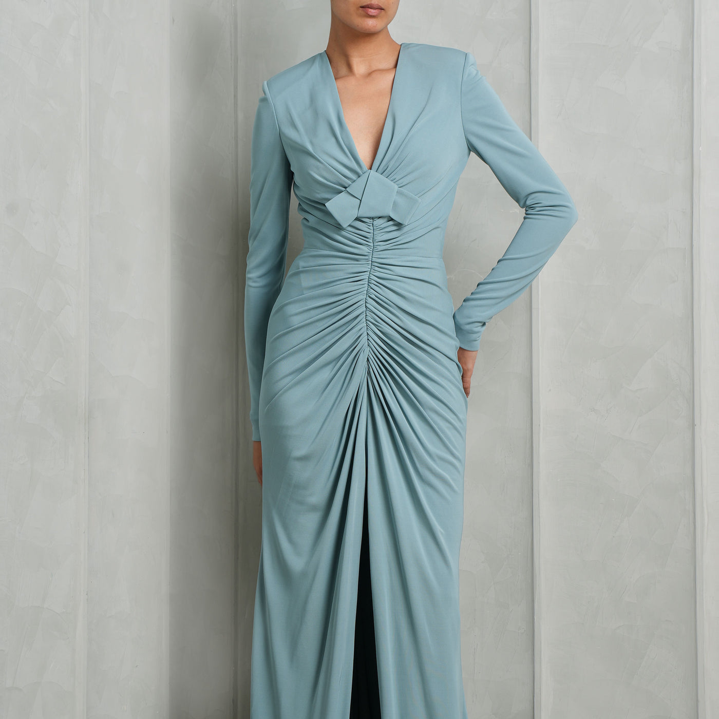 Elie Saab Jersey Long Dress blue floor length gown