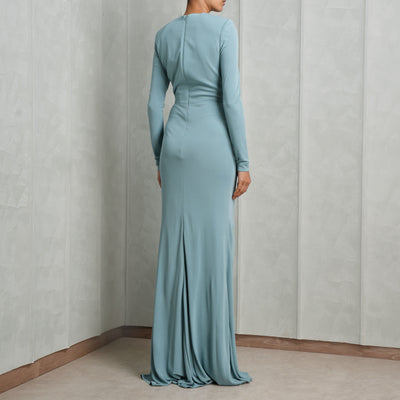 Elie Saab Jersey Long Dress blue floor length gown