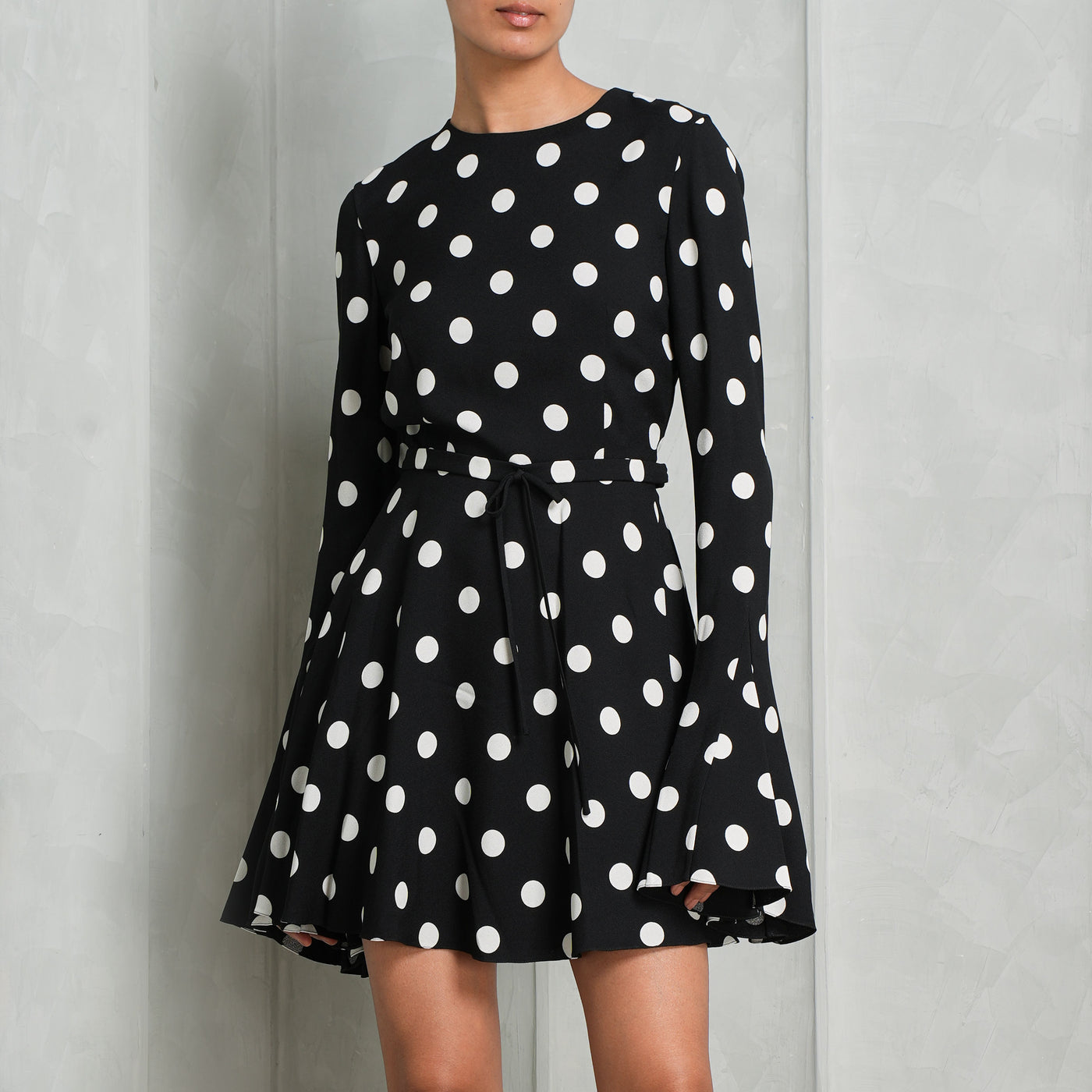 SAINT LAURENT  mini polka dotted dress flared sleeve