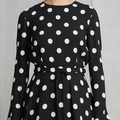 SAINT LAURENT  mini belted polka dot dress