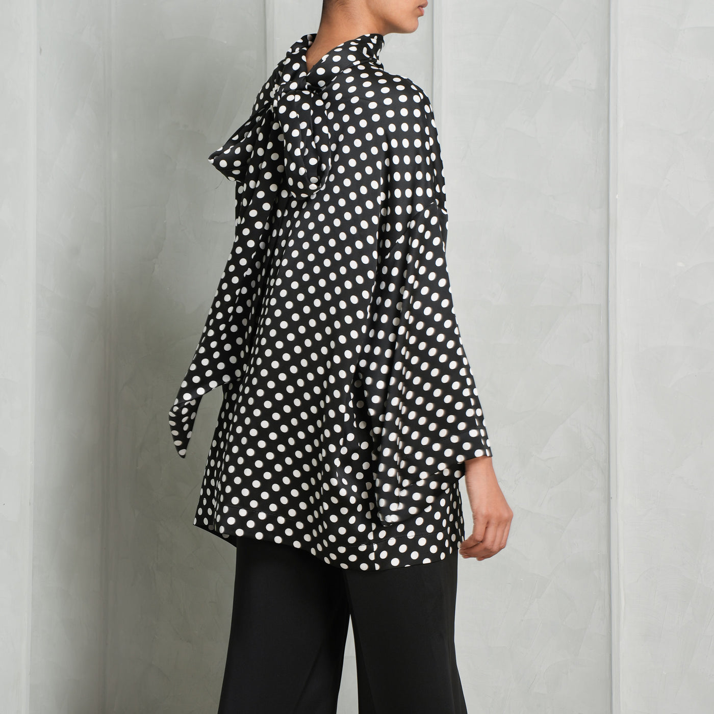 SAINT LAURENT  scarf neck long sleeve polka dotted blouse