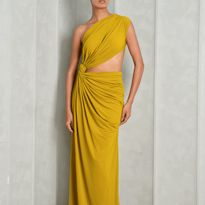 One Shoulder Draped Gown
