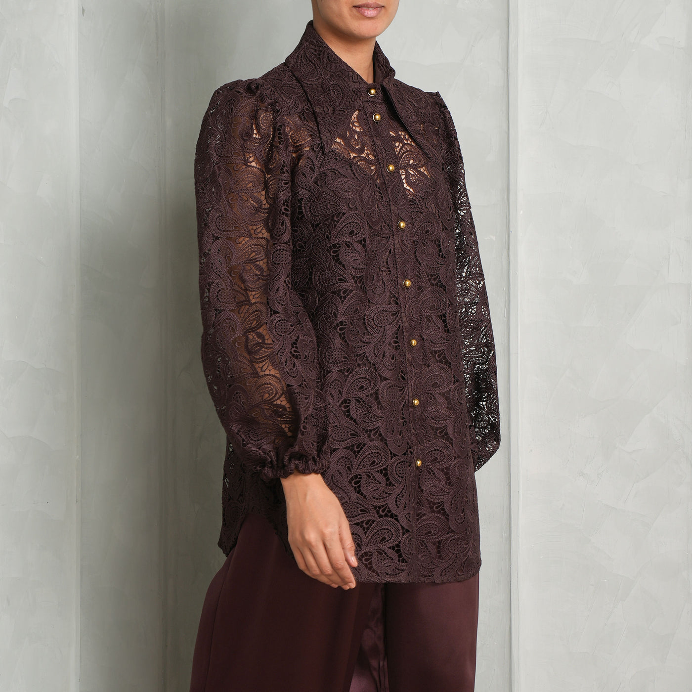 ZIMMERMAN Illustration Lace Blouse Long sleeves