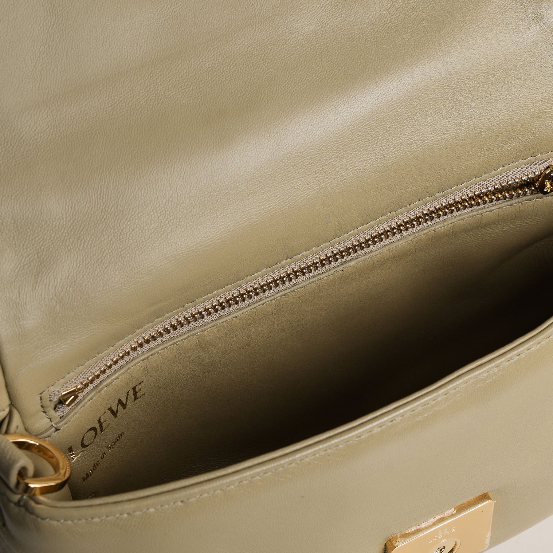 LOEWE Puffer Goya Shoulder Bag Clay Green in Shiny Nappa Lambskin Leather  with Gold-tone - US