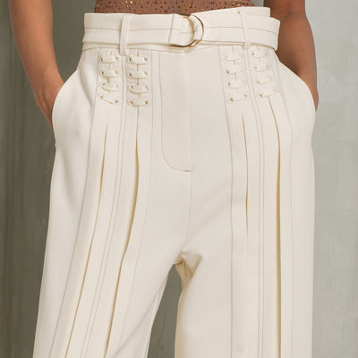 ACLER belted laced haywood white pants