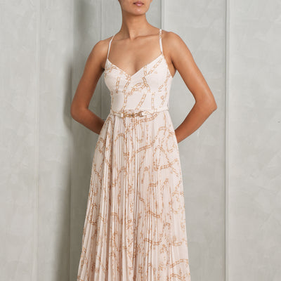 white and gold sunrey picnic dress