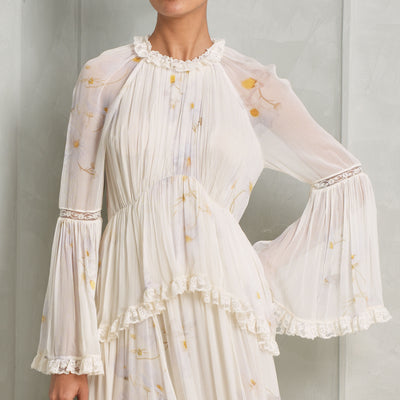 cream daisy ruffle maxi dress zimmermann