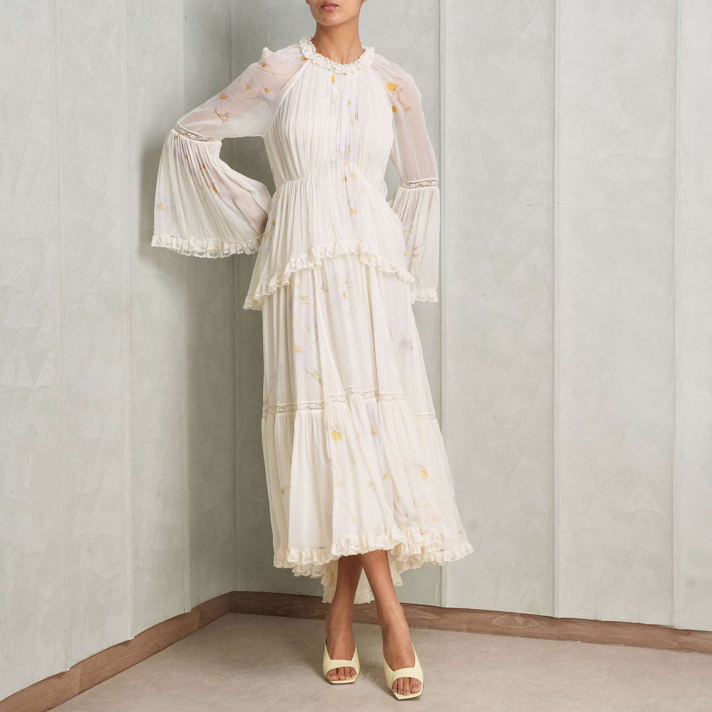 floral lace dress ruffle