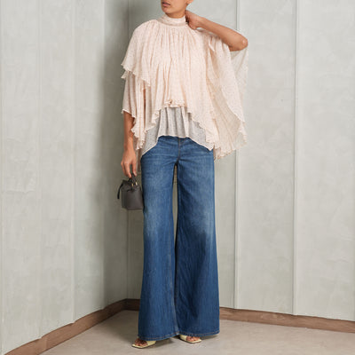 beige colour frill ruffle top